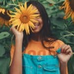 girl with sunflowers